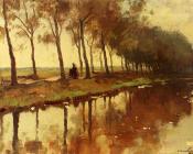 科内利斯 维里登伯格 : A Peasant Woman On A Path Along A Canal